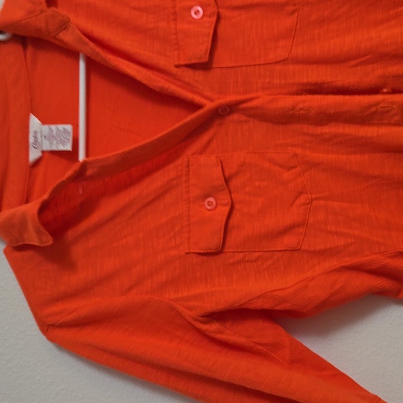 Candie's orange button down 3/4 sleeve medium juniors - Picture 3 of 4